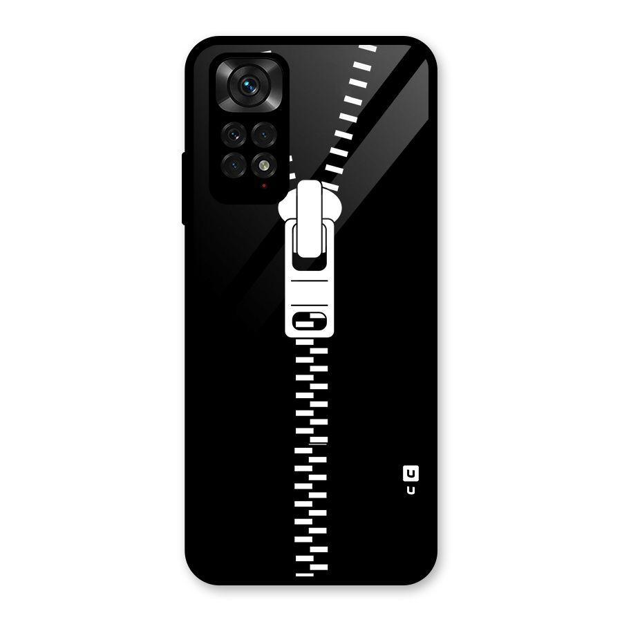 Black Zipper Glass Back Case for Redmi Note 11S