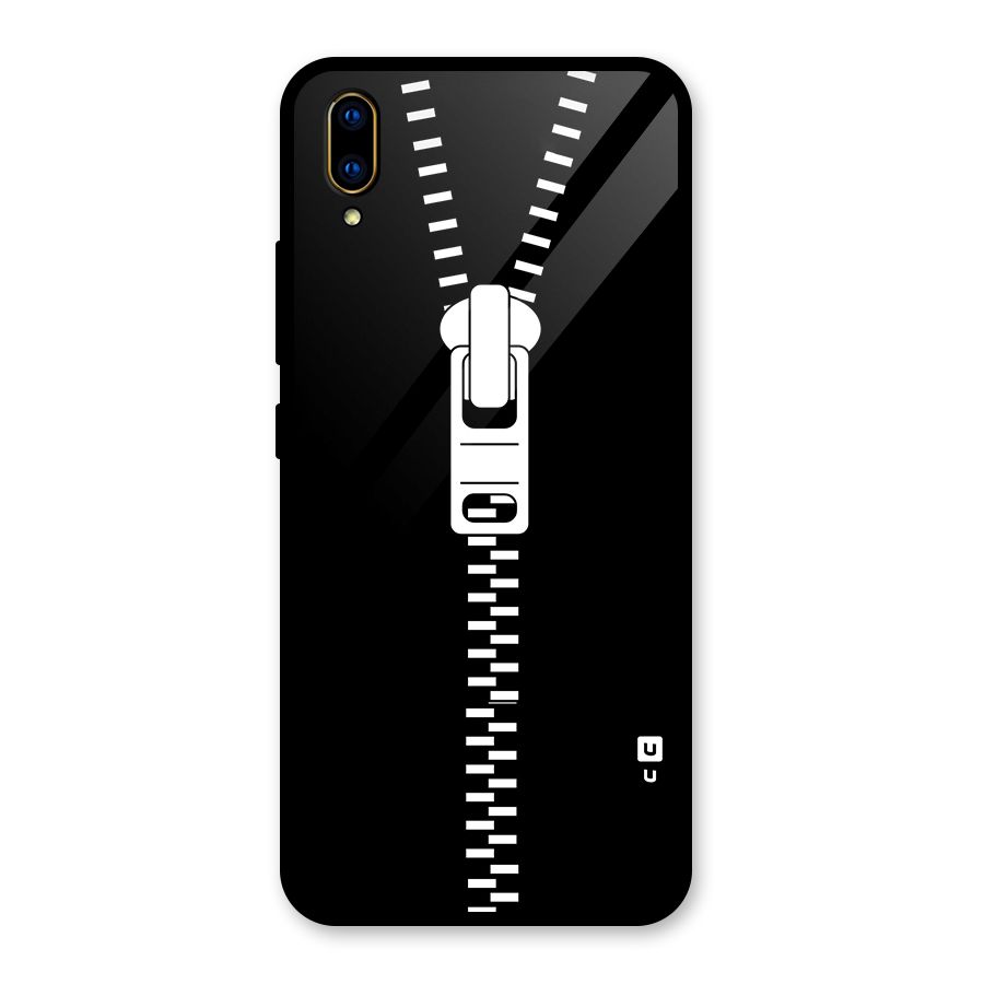 Black Zipper Glass Back Case for Vivo V11 Pro