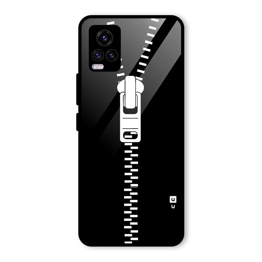 Black Zipper Glass Back Case for Vivo V20 2021