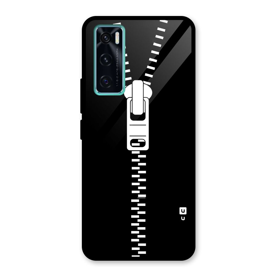 Black Zipper Glass Back Case for Vivo V20 SE