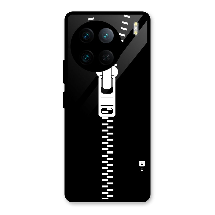 Black Zipper Glass Back Case for Vivo X90 Pro