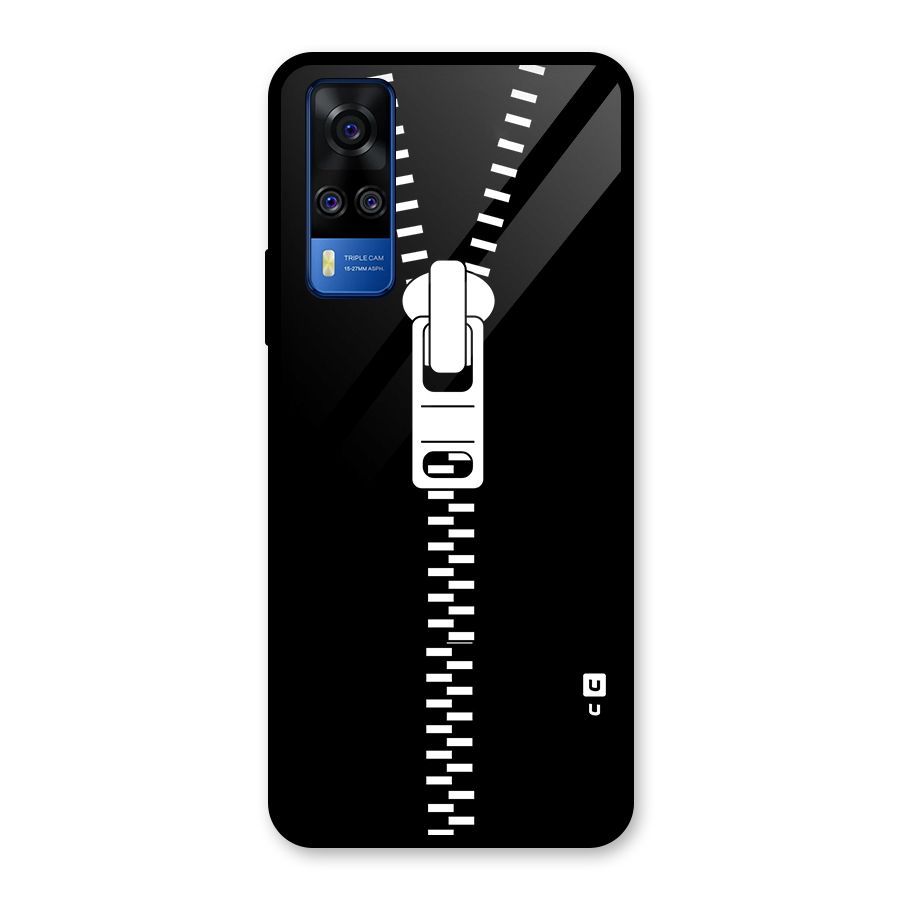 Black Zipper Glass Back Case for Vivo Y31