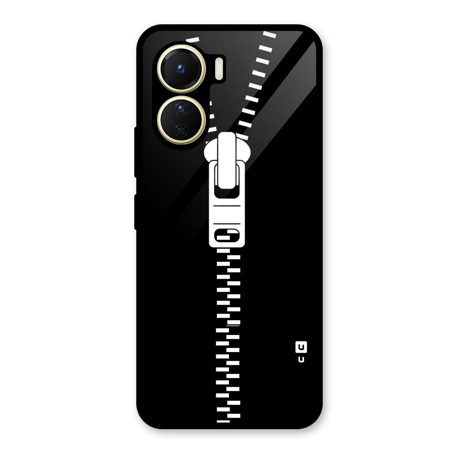 Black Zipper Glass Back Case for Vivo Y56