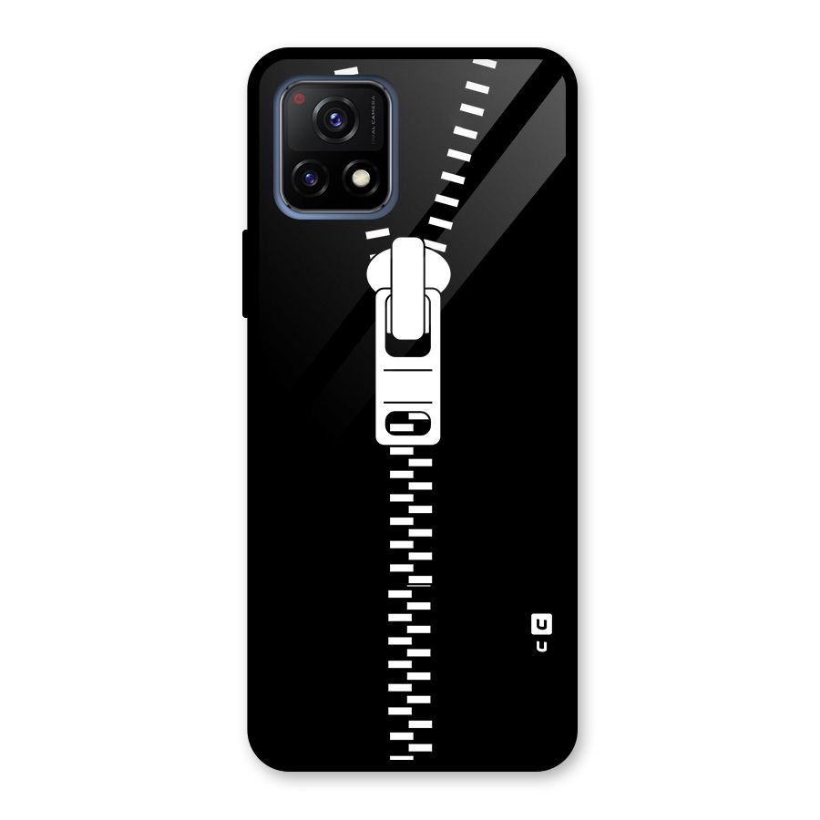 Black Zipper Glass Back Case for Vivo Y72 5G