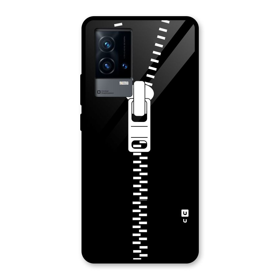 Black Zipper Glass Back Case for iQOO 9 5G