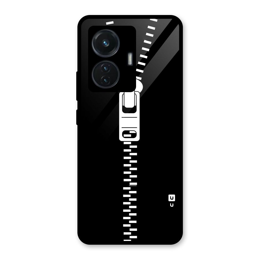 Black Zipper Glass Back Case for iQOO Z6 44W