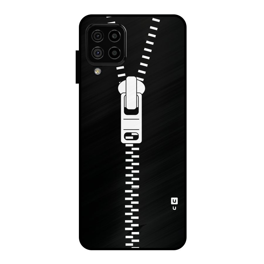 Black Zipper Metal Back Case for Galaxy A22 4G
