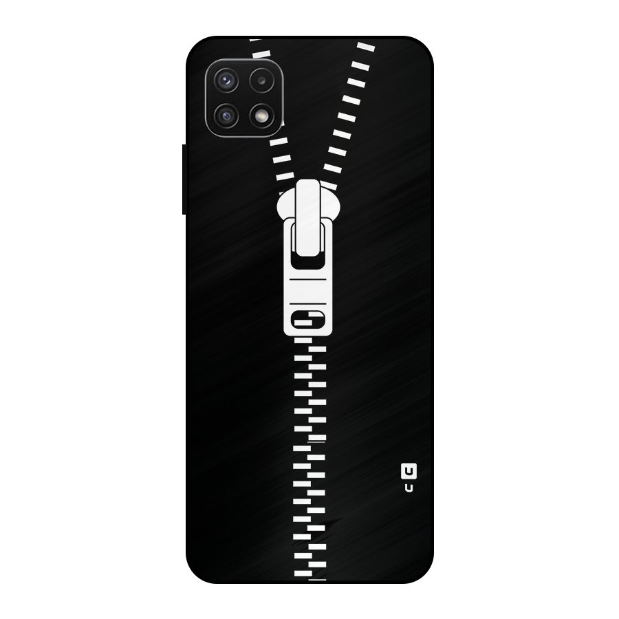 Black Zipper Metal Back Case for Galaxy A22 5G