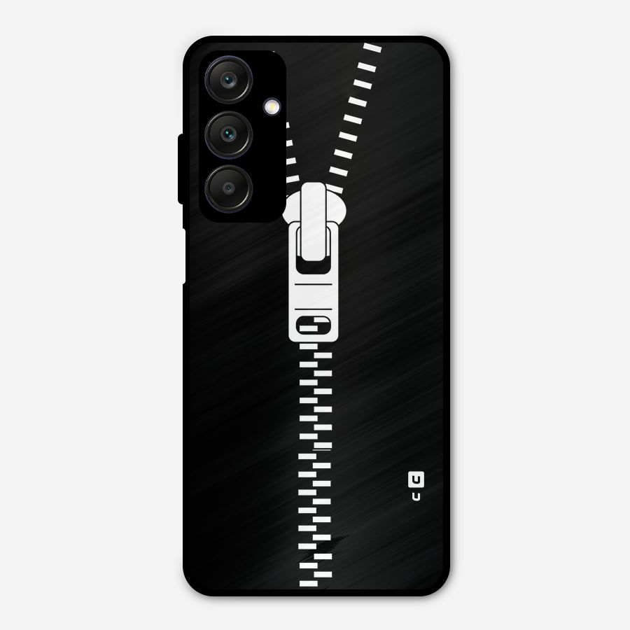Black Zipper Metal Back Case for Galaxy A25 5G