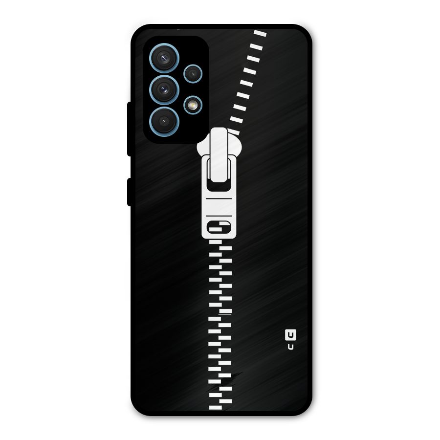 Black Zipper Metal Back Case for Galaxy A32