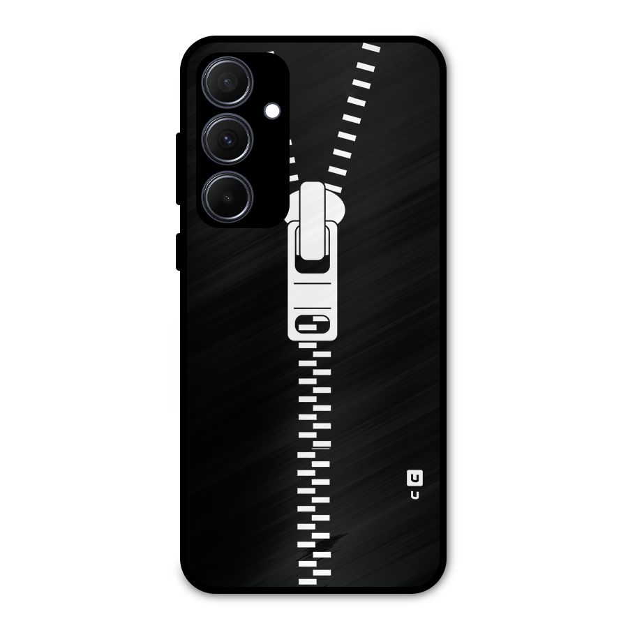 Black Zipper Metal Back Case for Galaxy A35