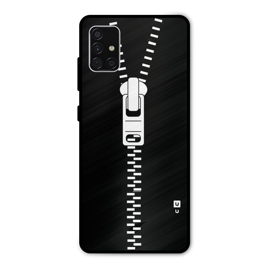 Black Zipper Metal Back Case for Galaxy A51