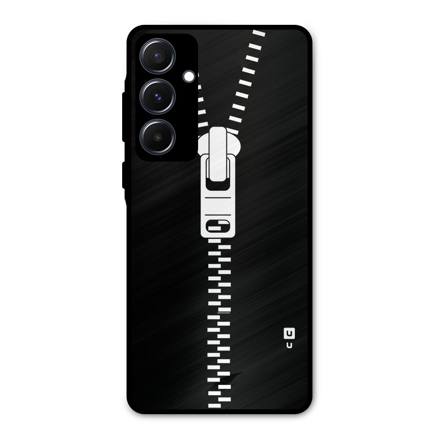 Black Zipper Metal Back Case for Galaxy A55
