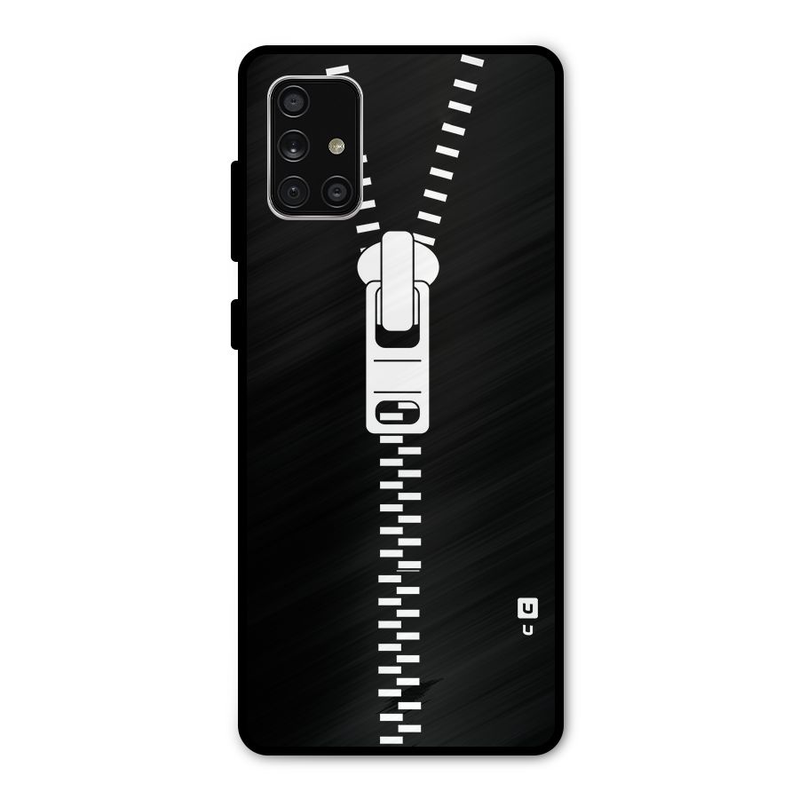 Black Zipper Metal Back Case for Galaxy A71