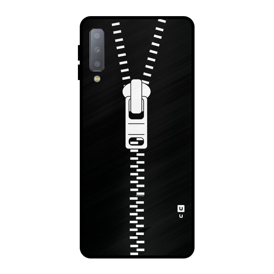 Black Zipper Metal Back Case for Galaxy A7 (2018)