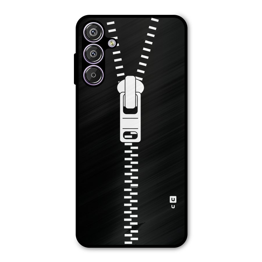 Black Zipper Metal Back Case for Galaxy F15