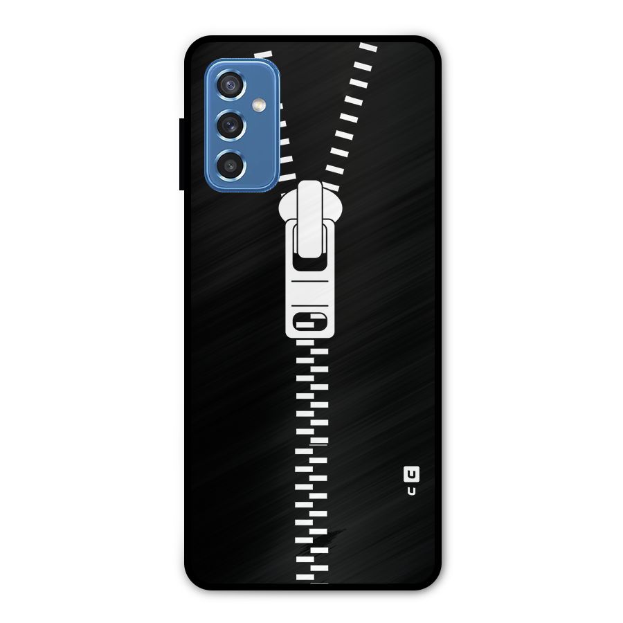 Black Zipper Metal Back Case for Galaxy M52 5G