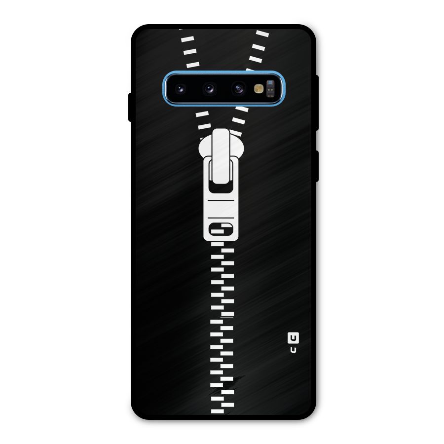 Black Zipper Metal Back Case for Galaxy S10