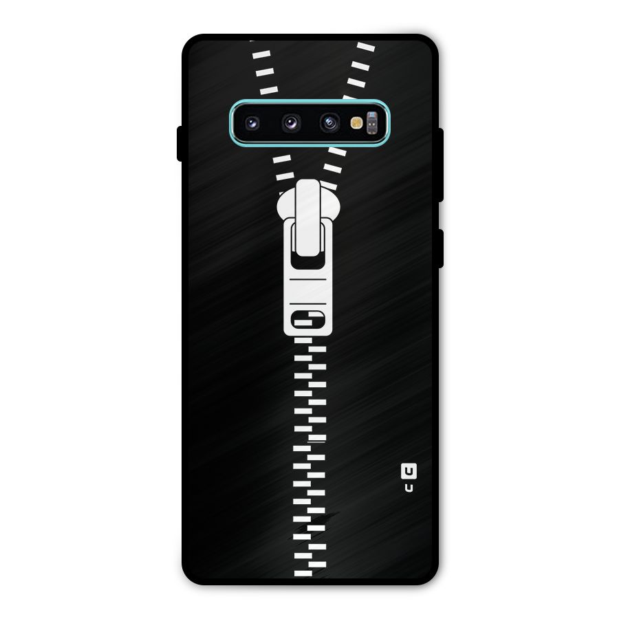 Black Zipper Metal Back Case for Galaxy S10 Plus