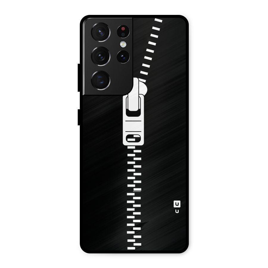 Black Zipper Metal Back Case for Galaxy S21 Ultra 5G