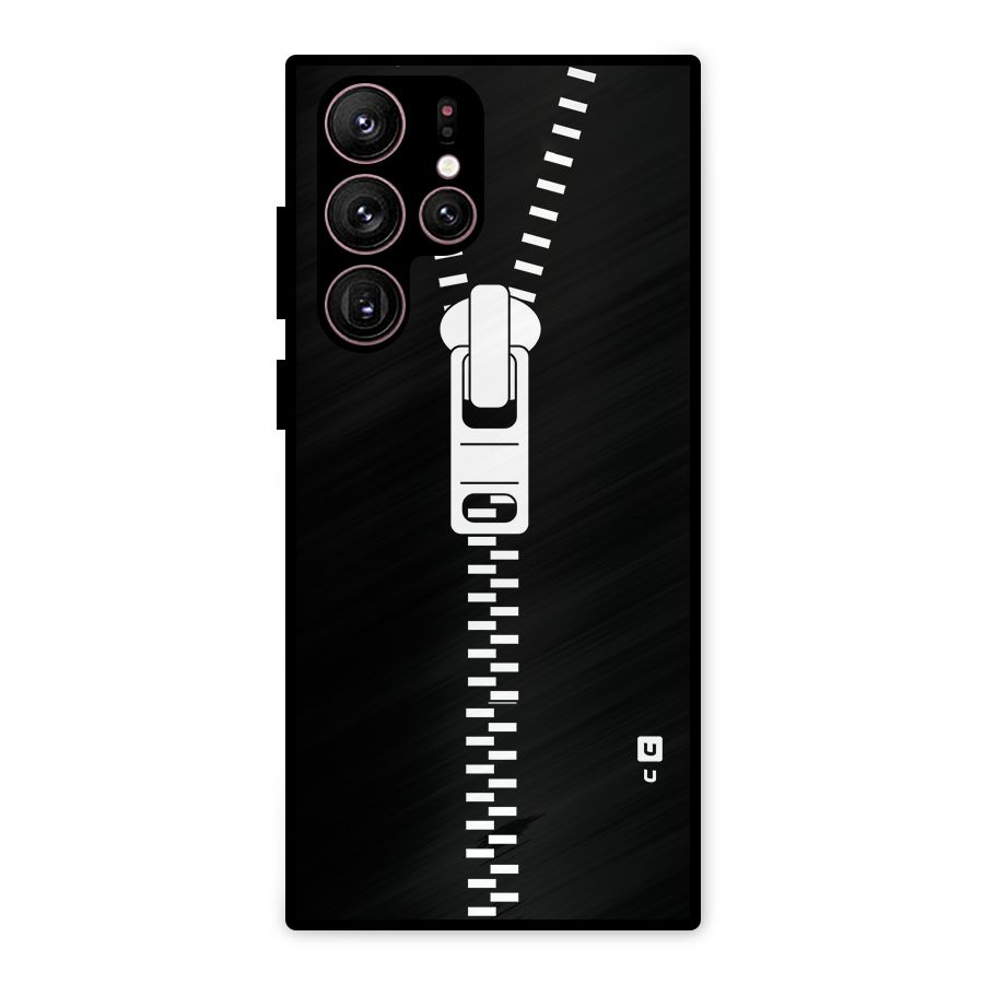 Black Zipper Metal Back Case for Galaxy S22 Ultra 5G
