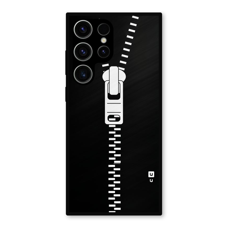 Black Zipper Metal Back Case for Galaxy S23 Ultra