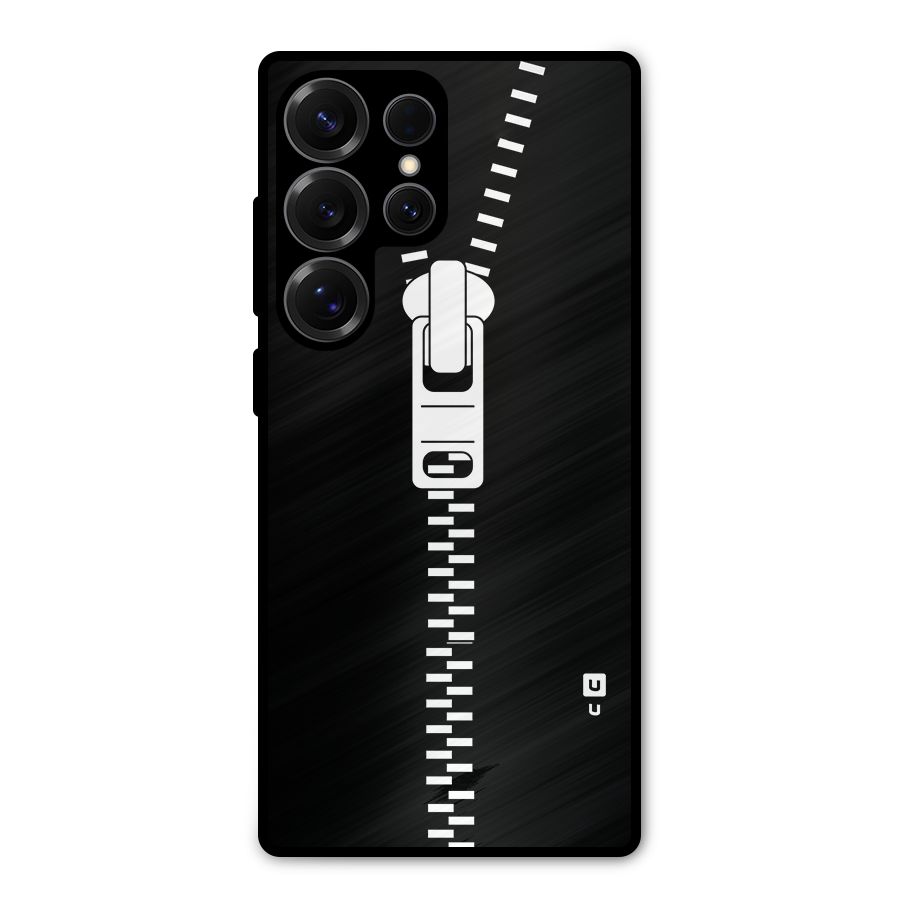 Black Zipper Metal Back Case for Galaxy S25 Ultra