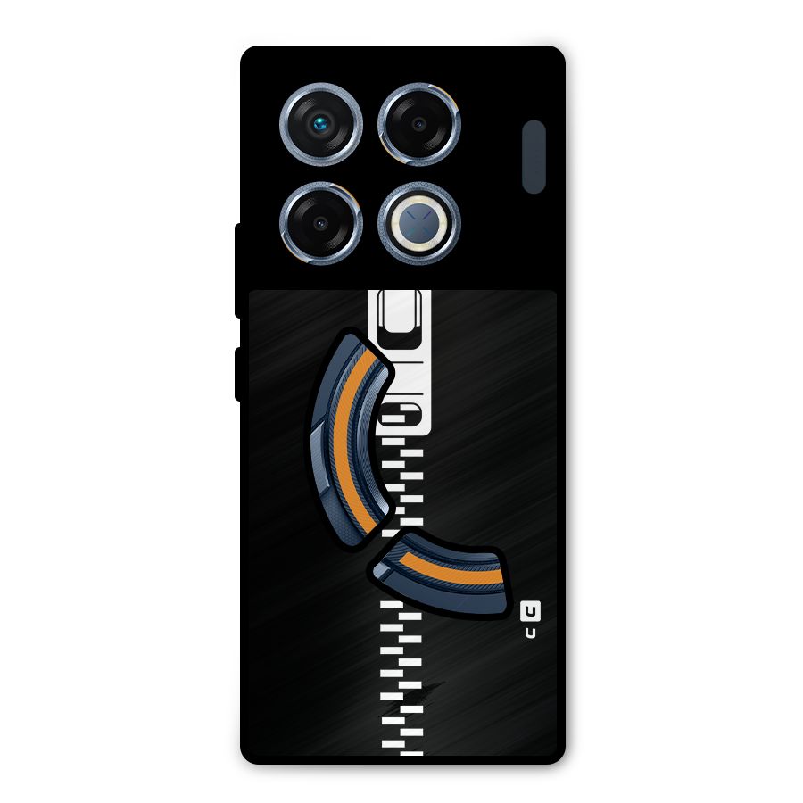 Black Zipper Metal Back Case for Infinix GT 20 Pro