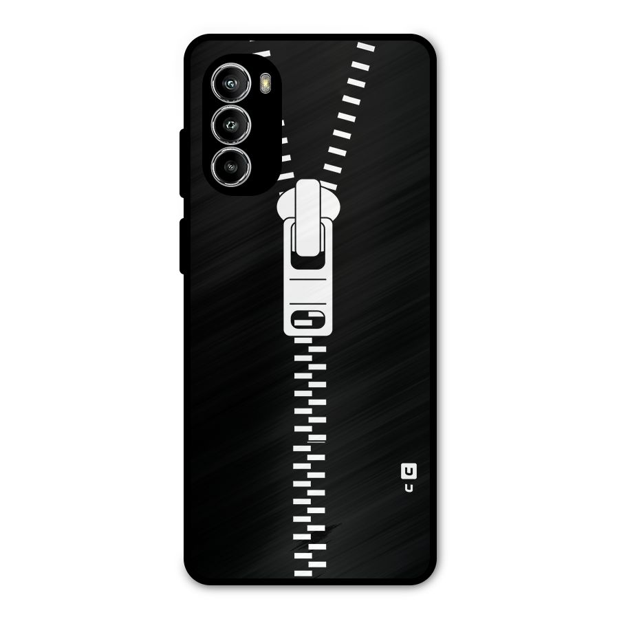 Black Zipper Metal Back Case for Moto G52