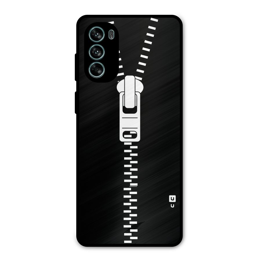 Black Zipper Metal Back Case for Moto G62
