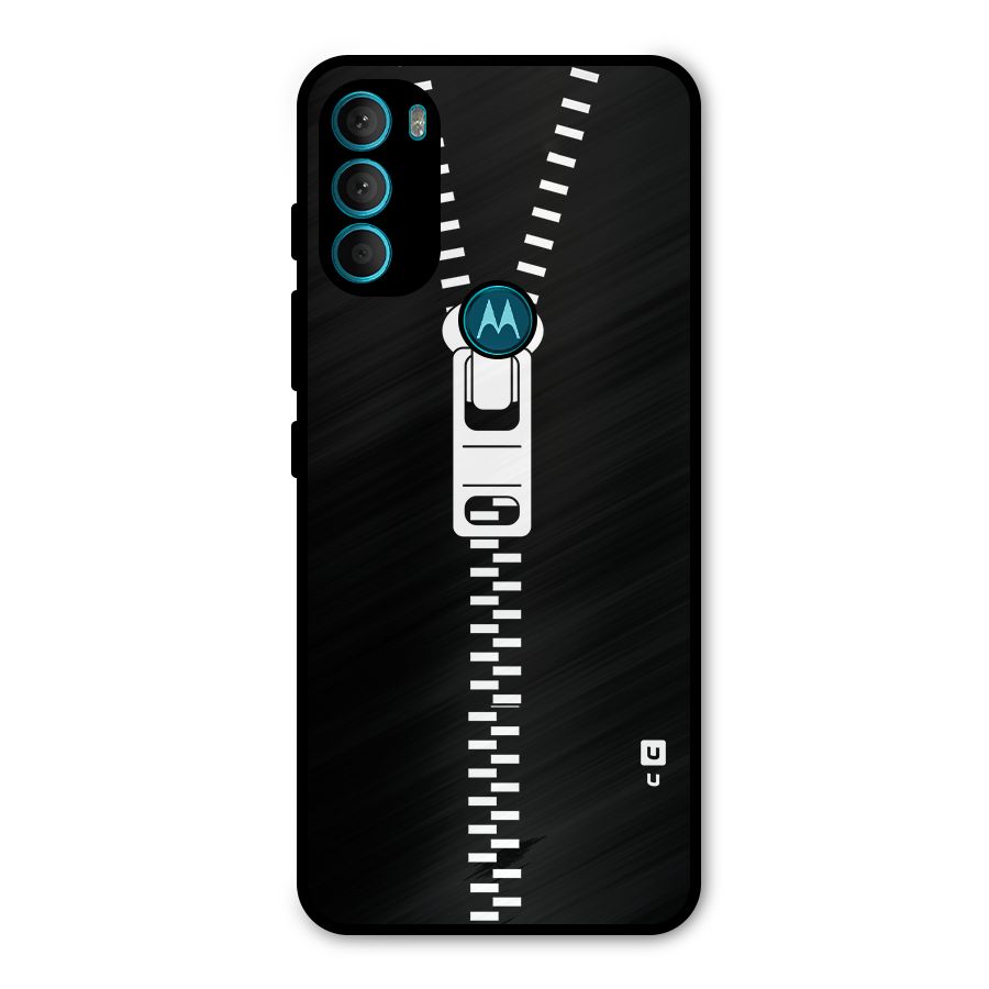 Black Zipper Metal Back Case for Moto G71 5G