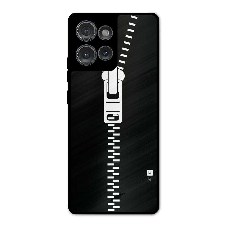 Black Zipper Metal Back Case for Motorola Edge 50