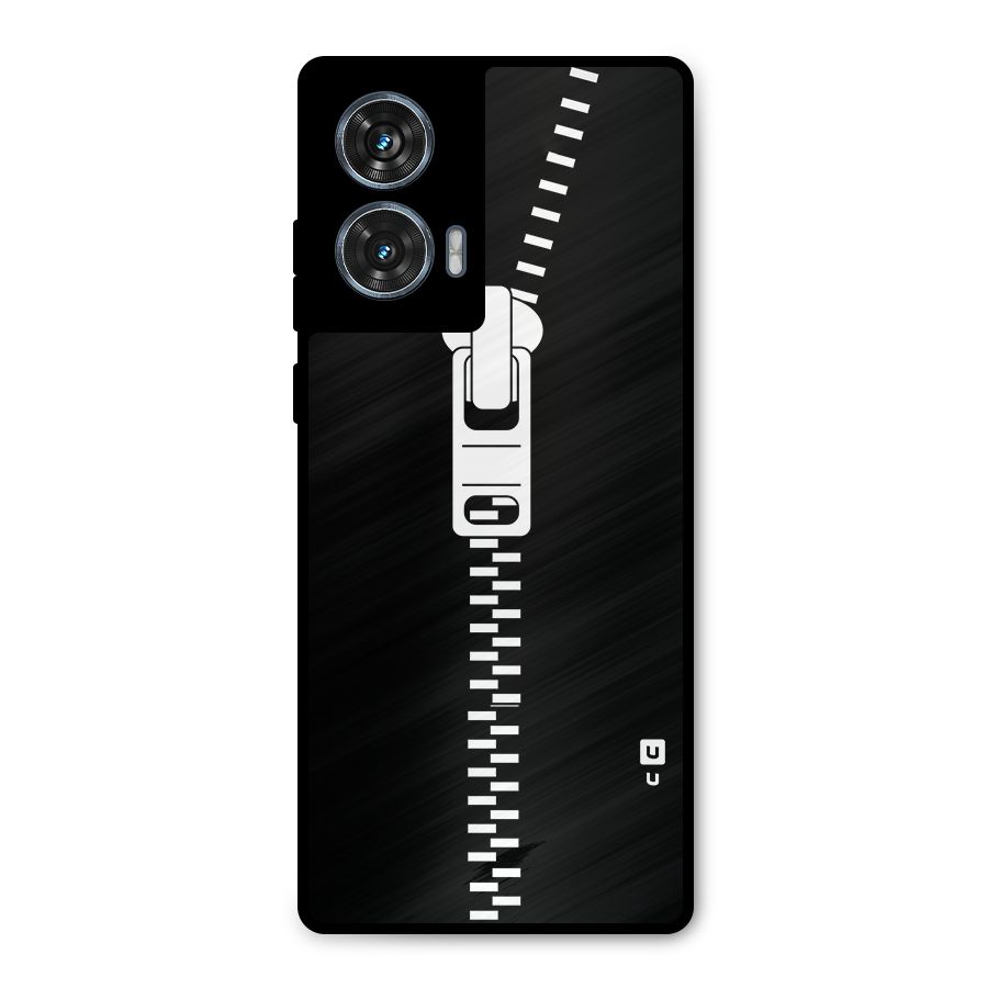 Black Zipper Metal Back Case for Motorola Edge 50 Fusion