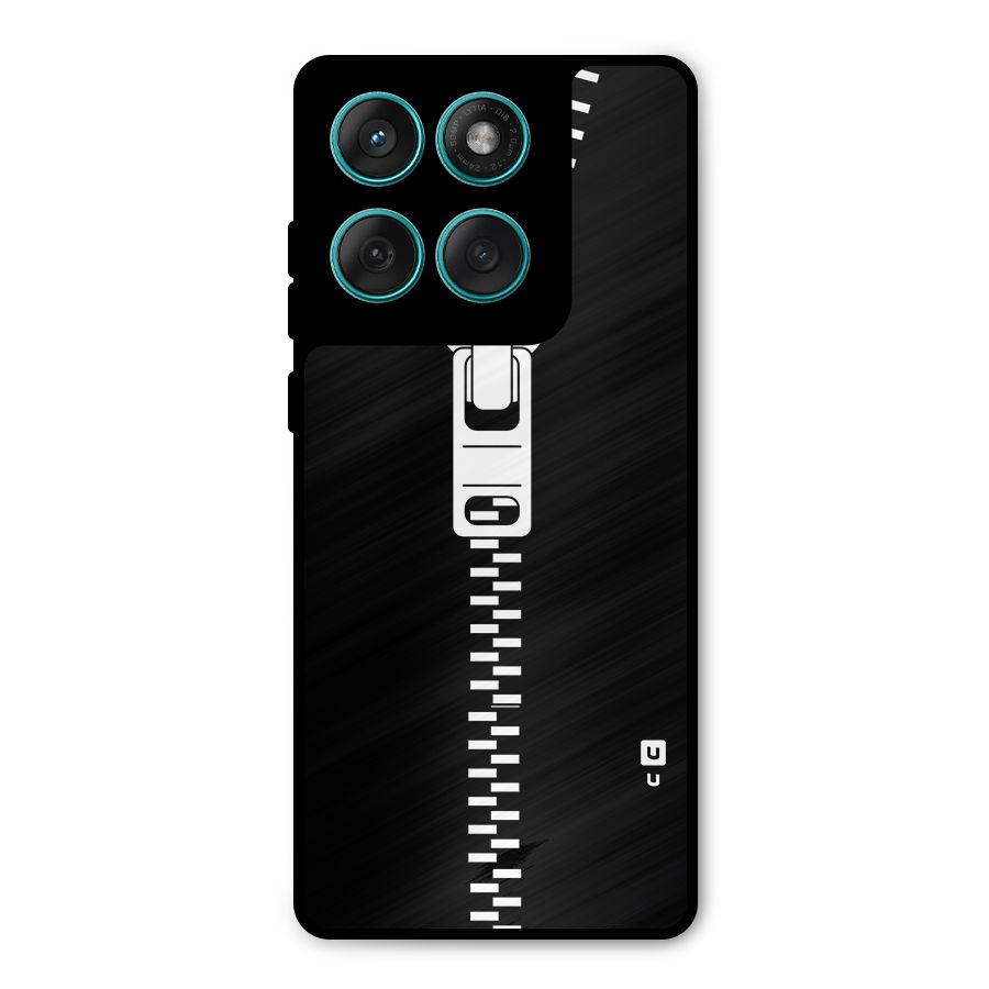Black Zipper Metal Back Case for Motorola Edge 60 Fusion