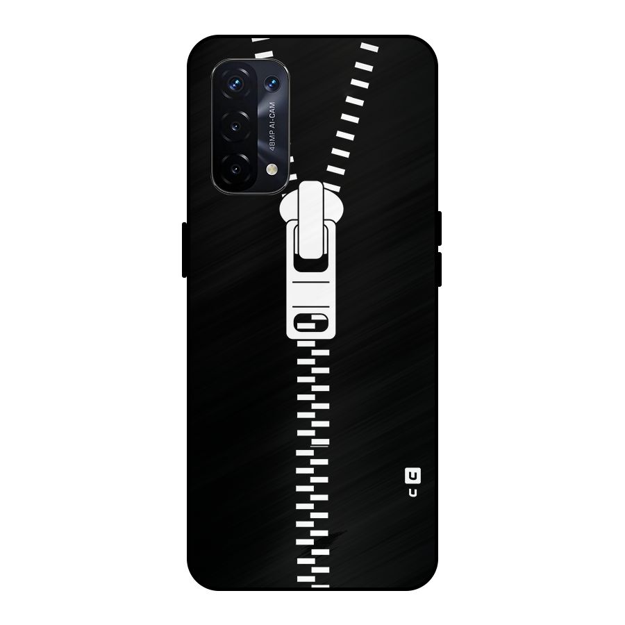 Black Zipper Metal Back Case for Oppo A74 5G
