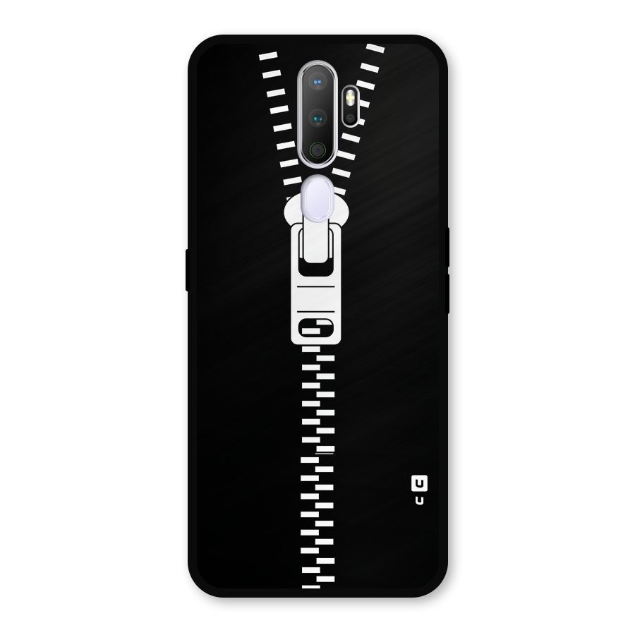 Black Zipper Metal Back Case for Oppo A9 (2020)