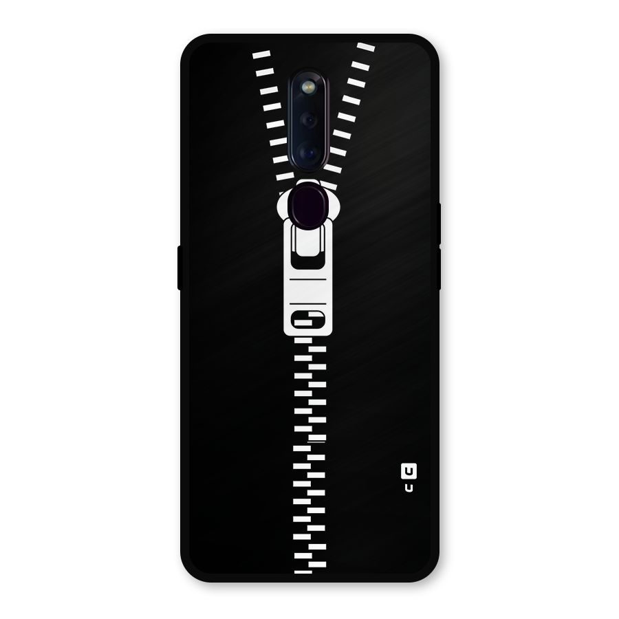 Black Zipper Metal Back Case for Oppo F11 Pro