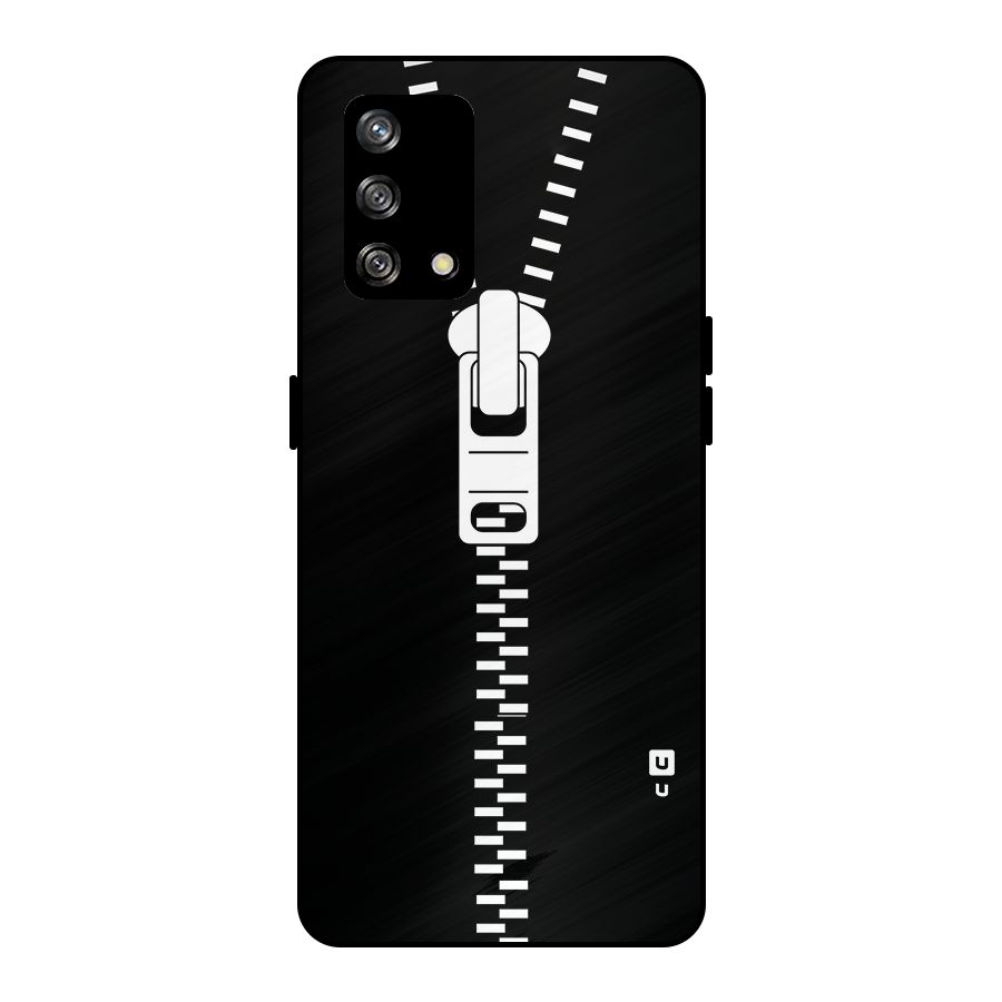 Black Zipper Metal Back Case for Oppo F19