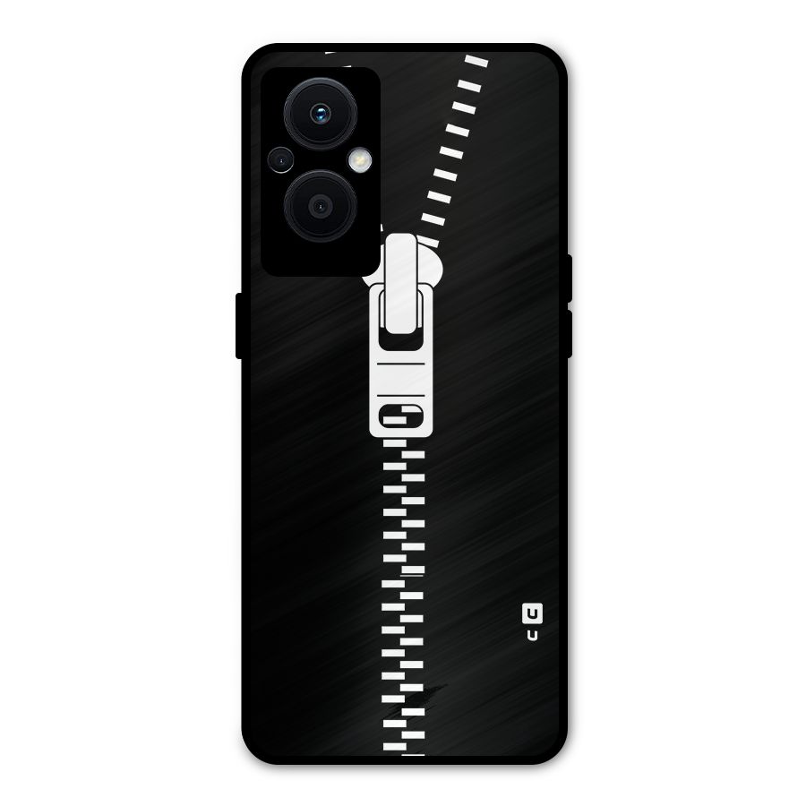 Black Zipper Metal Back Case for Oppo F21 Pro 5G