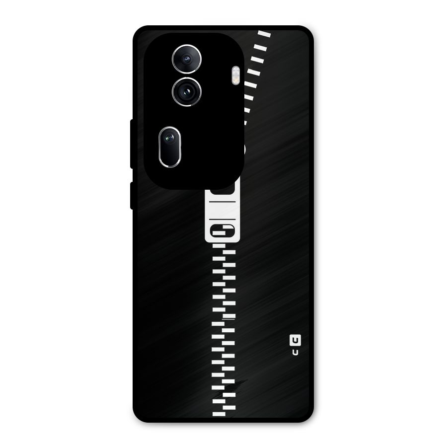 Black Zipper Metal Back Case for Oppo Reno11 Pro 5G