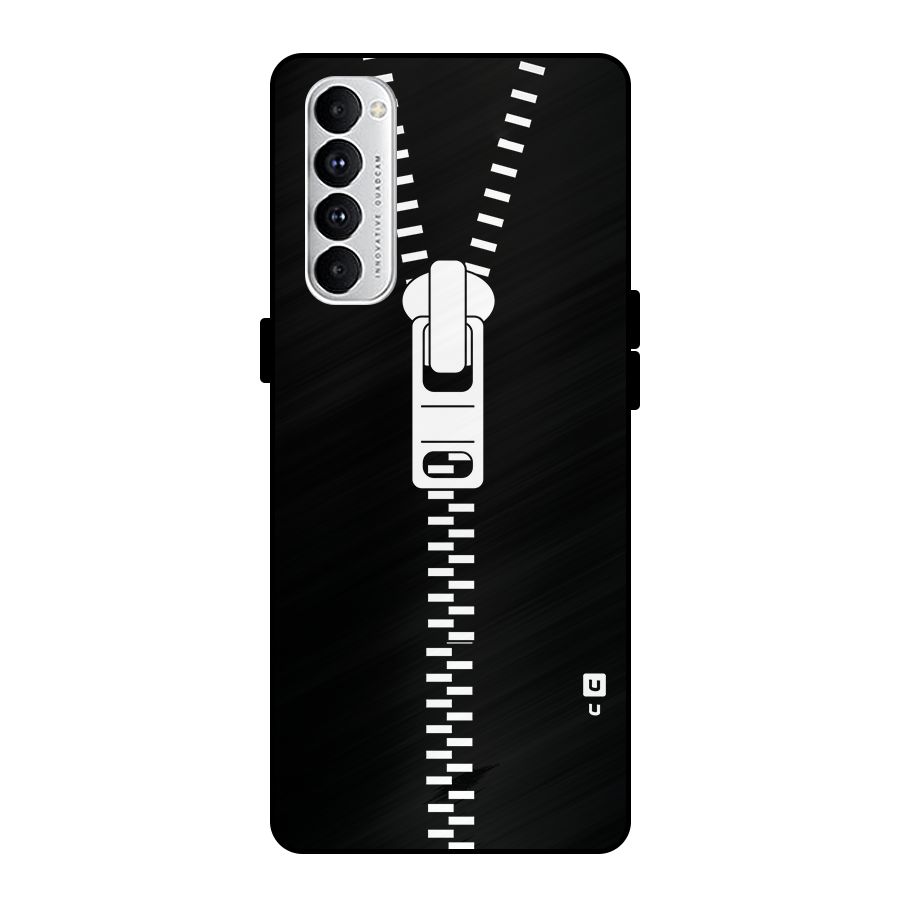 Black Zipper Metal Back Case for Oppo Reno4 Pro