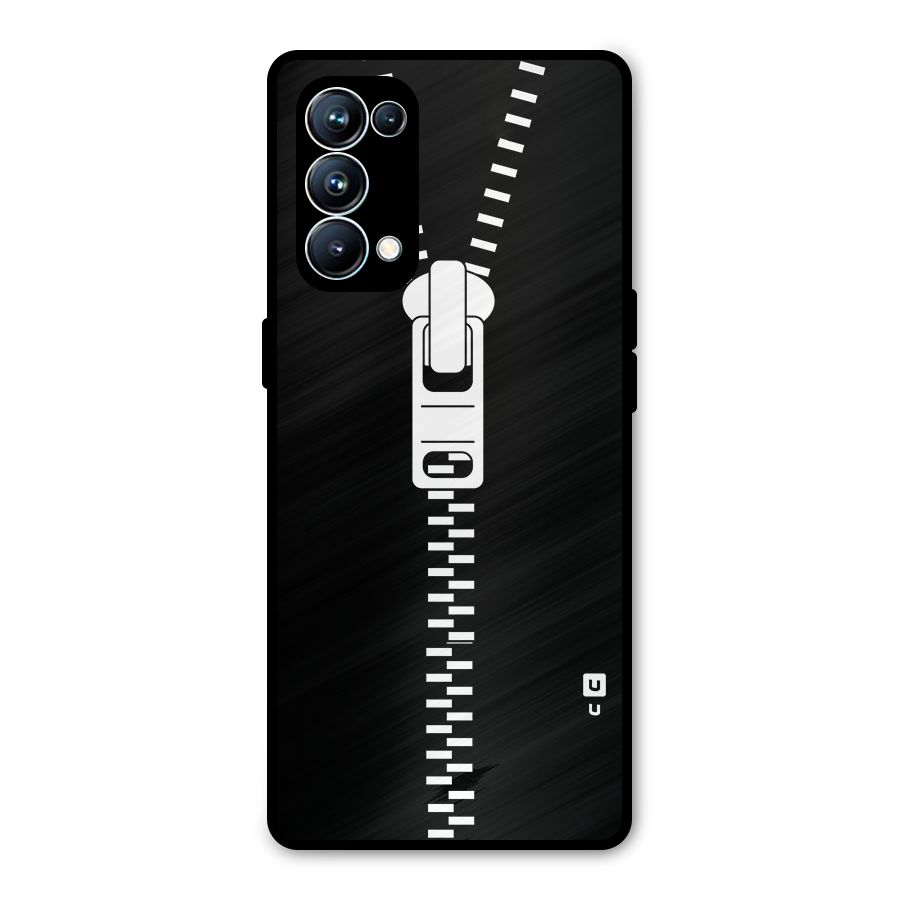 Black Zipper Metal Back Case for Oppo Reno5 Pro 5G