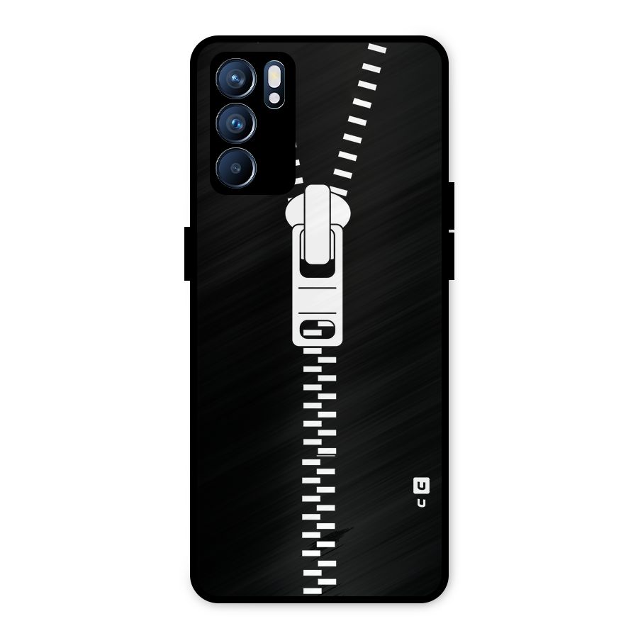 Black Zipper Metal Back Case for Oppo Reno6 5G