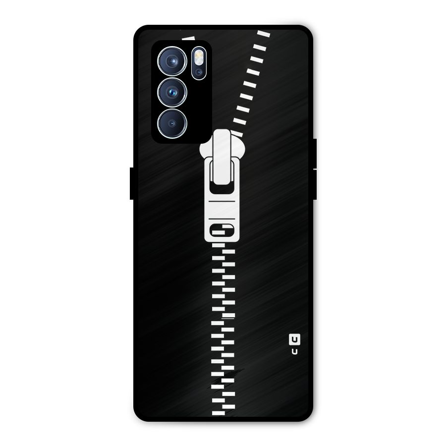 Black Zipper Metal Back Case for Oppo Reno6 Pro 5G