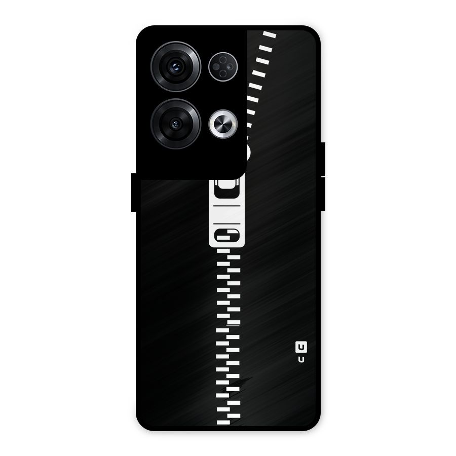 Black Zipper Metal Back Case for Oppo Reno8 Pro 5G
