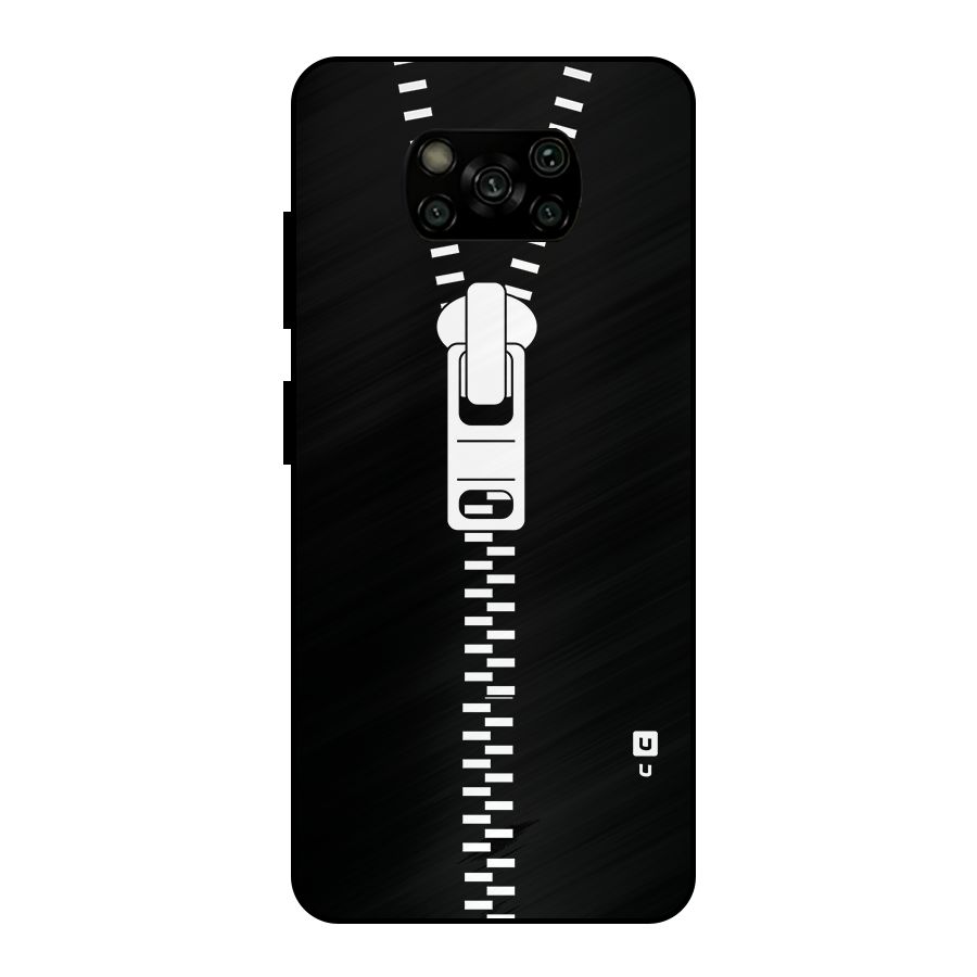Black Zipper Metal Back Case for Poco X3