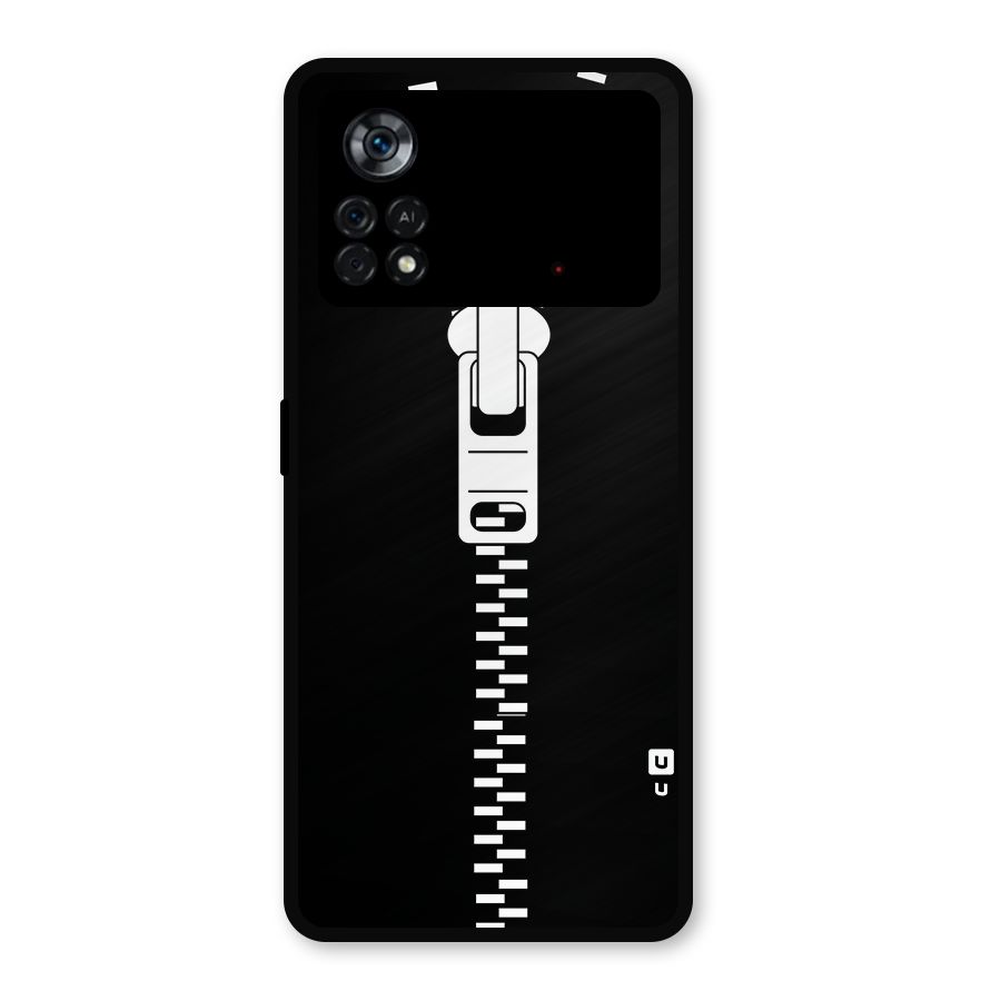 Black Zipper Metal Back Case for Poco X4 Pro 5G