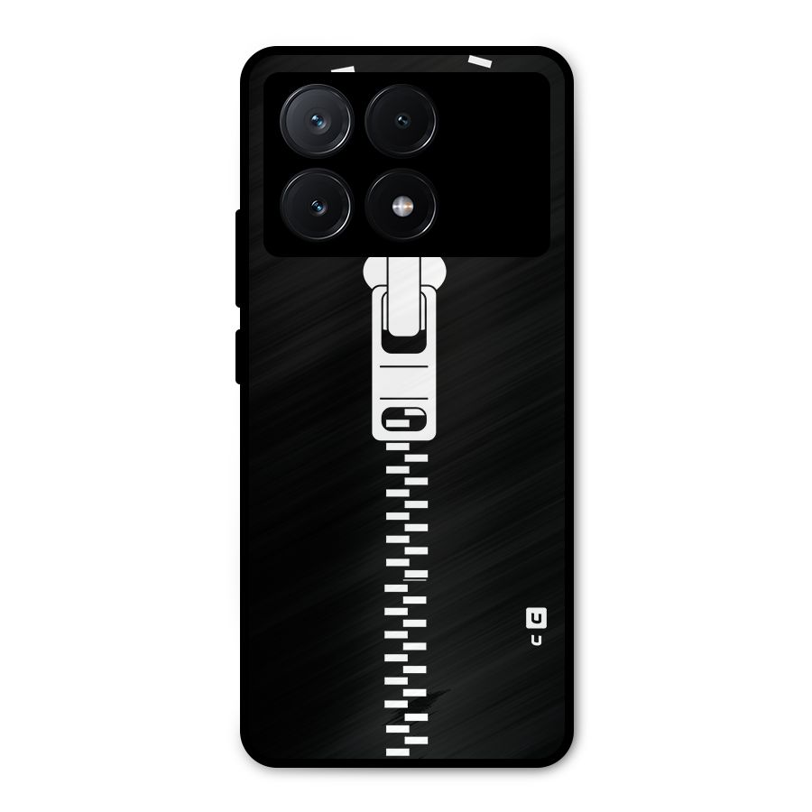 Black Zipper Metal Back Case for Poco X6 Pro