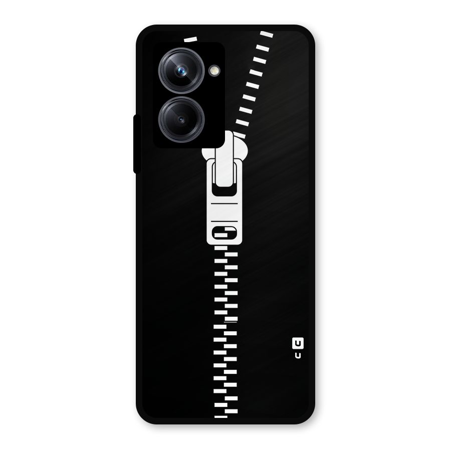 Black Zipper Metal Back Case for Realme 10 Pro