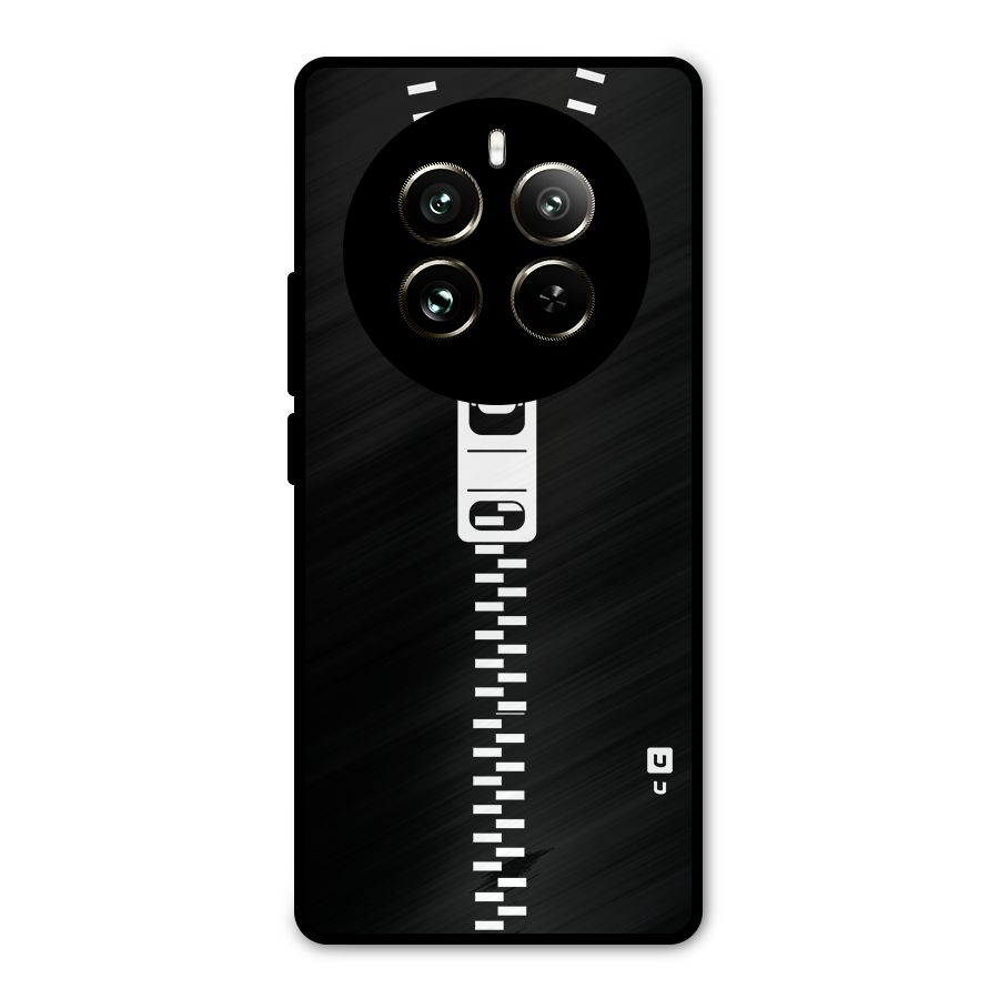 Black Zipper Metal Back Case for Realme 12 Pro